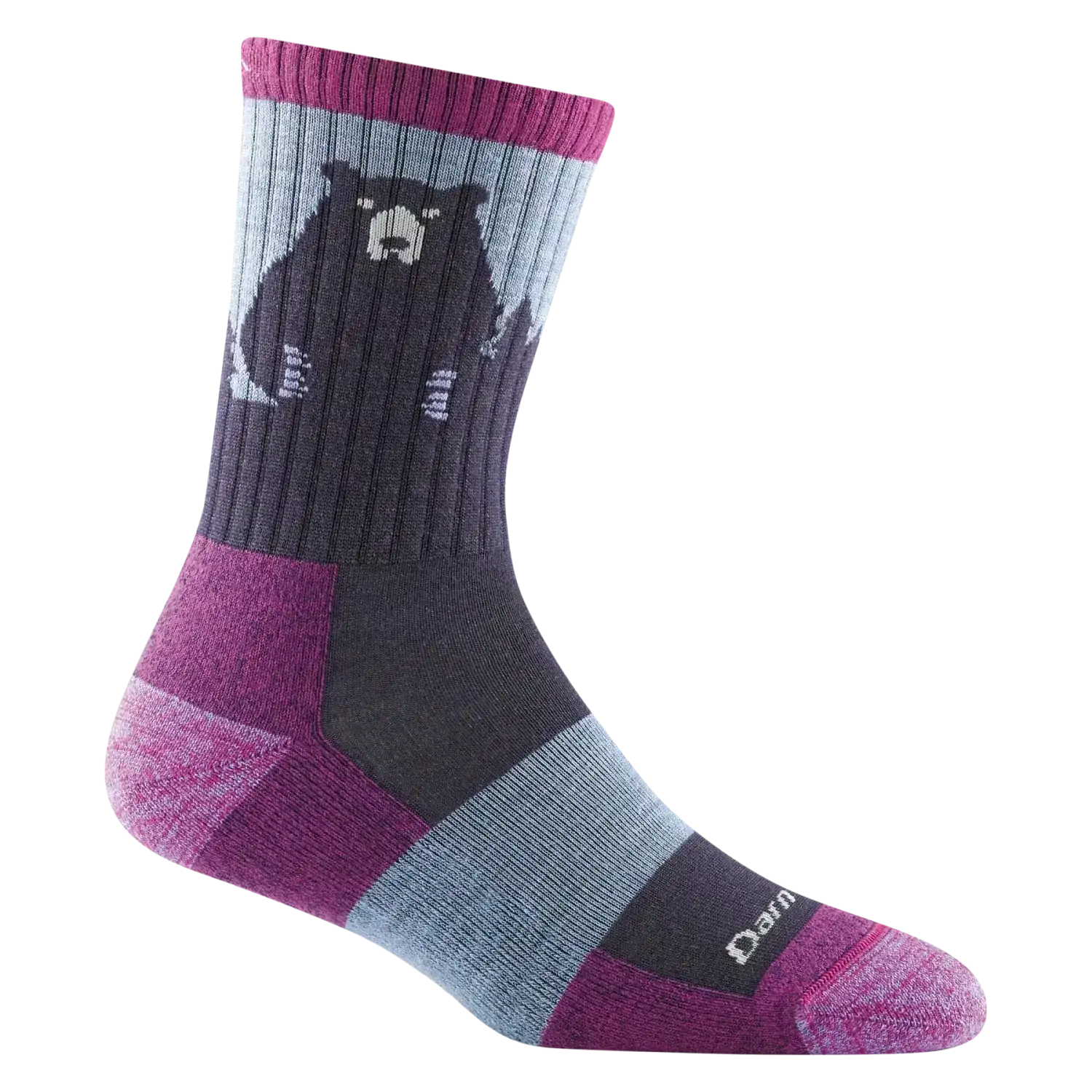 Women's Bear Town Micro Crew Lightweight Hiking Socks in purple, side view