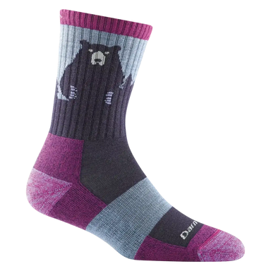 Women's Bear Town Micro Crew Lightweight Hiking Socks in purple, side view
