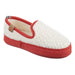 White Sherpa Slipper with red outsole and trim front view