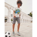 Tea Collection Boy's Playwear Shorts in thunder grey, model front view