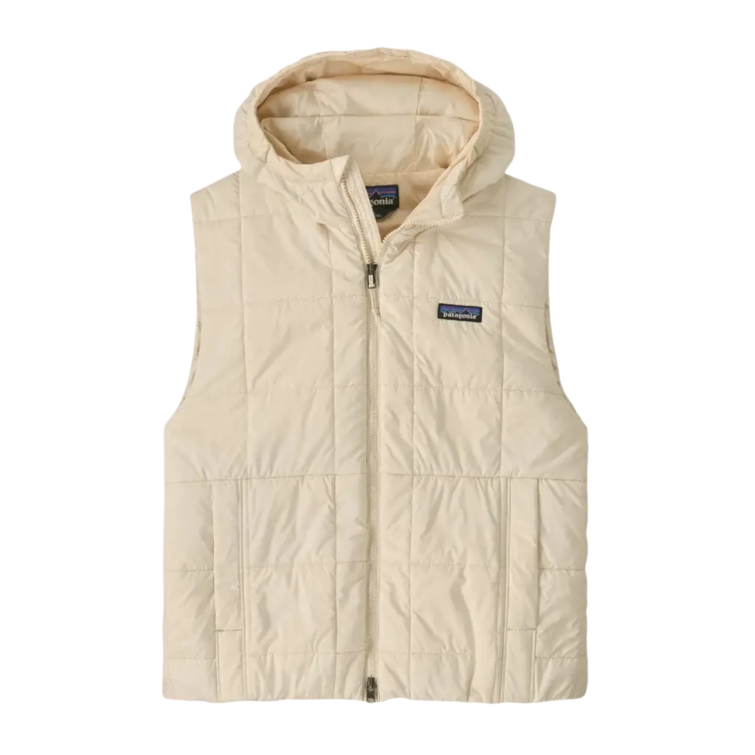 Patagonia Women's Light Gust Hooded Vest in natural, flat front view