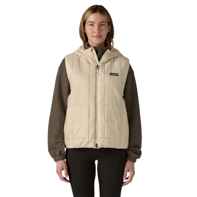 Patagonia Women's Light Gust Hooded Vest in natural, on model front view