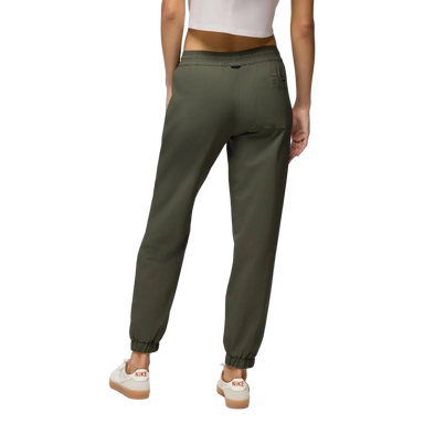 PrAna Women's Wonderland Rocks E-Waist Jogger in spruce, on model back view