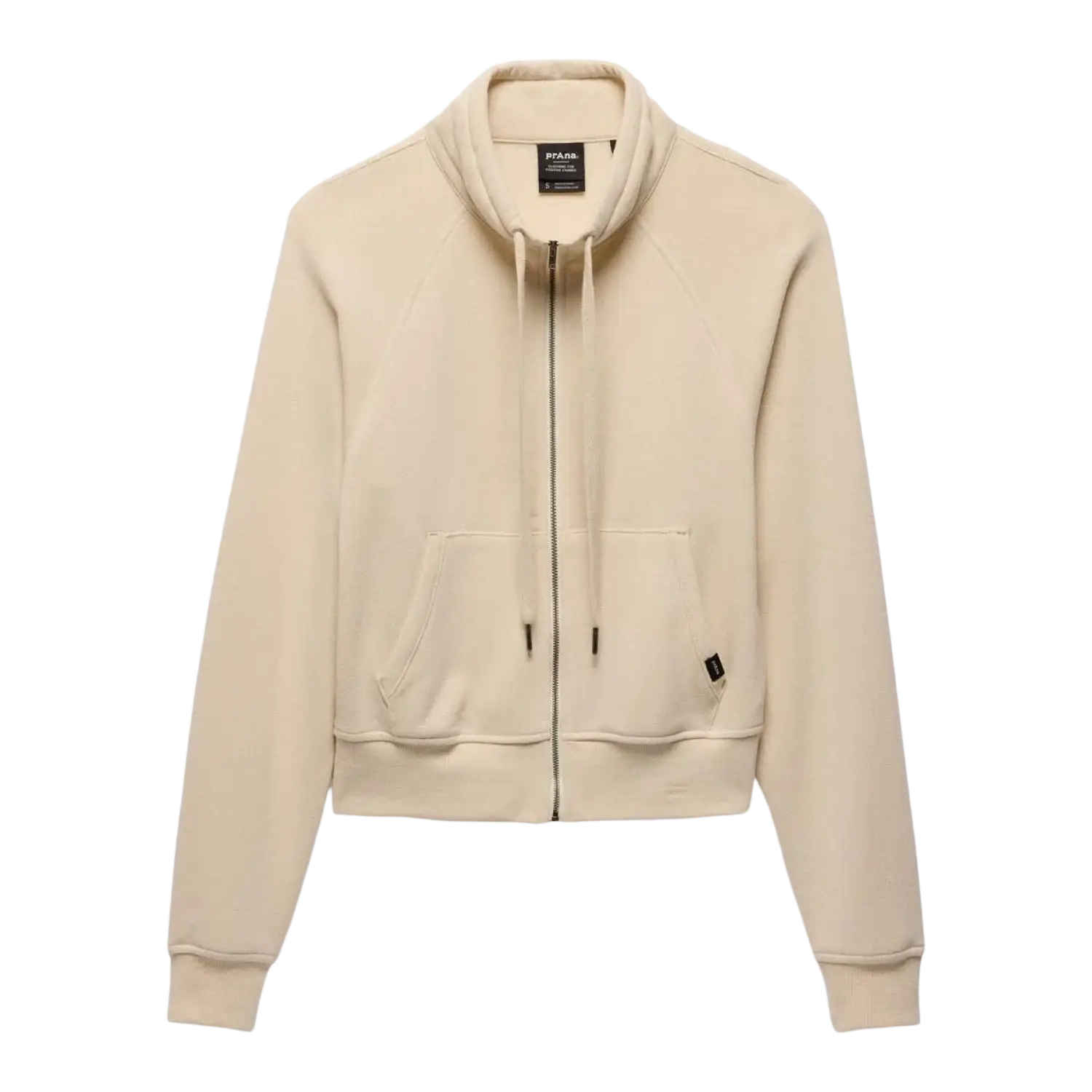 Prana Women's Cozy Up Full Zip in canvas heather, flat front view