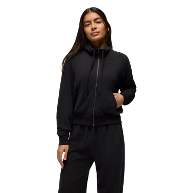 Prana Women's Cozy Up Full Zip in black, on model front view