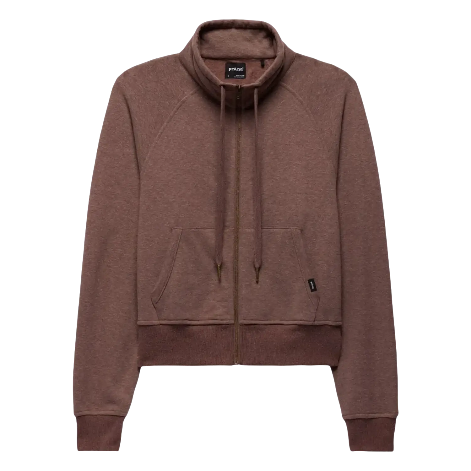 Prana Women's Cozy Up Full Zip in carob , flat front view
