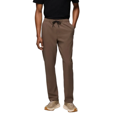 PrAna Men's Wonderland Rocks Pull-On Pant in mud, on model front view