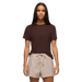 Prana Women's Cozy Up Short Sleeve Crew in mocha, on model front view