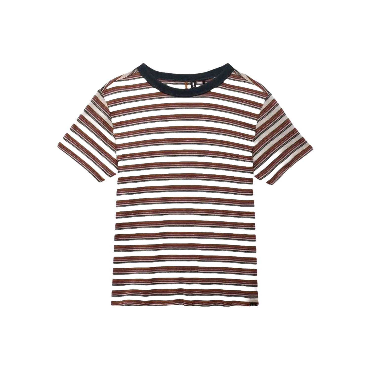 Prana Women's Cozy Up Short Sleeve Crew in stormy night stripe, flat front view