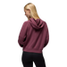 PrAna Women's Shea Soft Hoodie in deep vino, on model back view