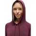 PrAna Women's Shea Soft Hoodie in deep vino, on model front view