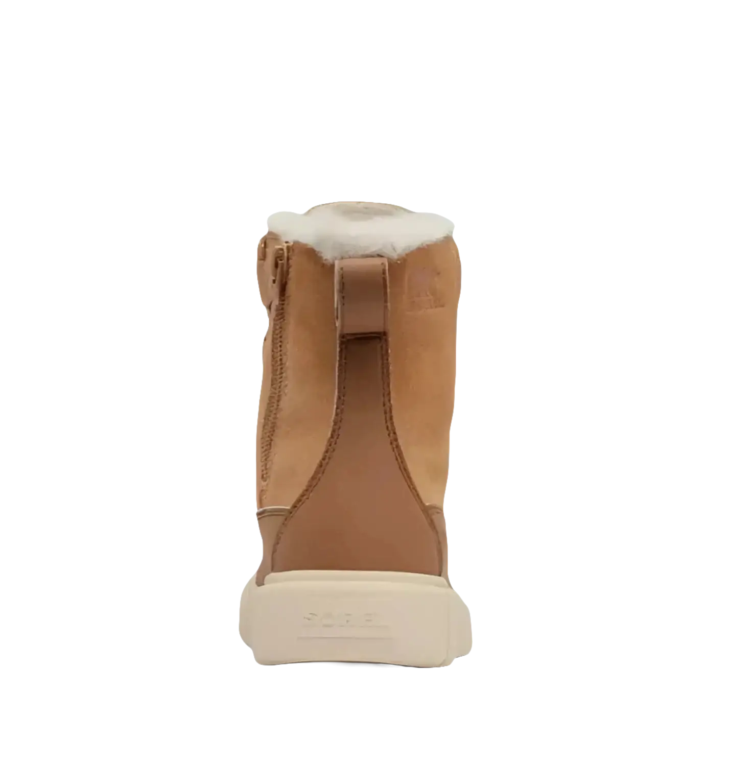 Sorel Kid's EXPLORER™ III Waterproof Boot in tawny buff & bleached ceramic, back view