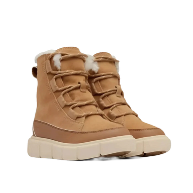 Sorel Kid's EXPLORER™ III Waterproof Boot in tawny buff & bleached ceramic, pair front view