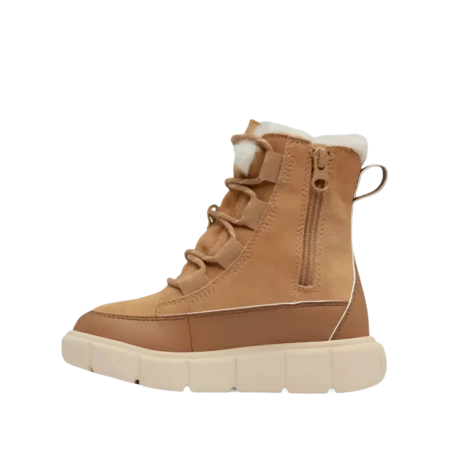 Sorel Kid's EXPLORER™ III Waterproof Boot in tawny buff & bleached ceramic, inside view