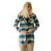 KAVU Women's Jess Hooded Flannel in greenwood, model front view
