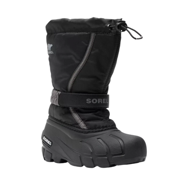 Sorel Kid's Flurry Boot in black & ty grey, side view