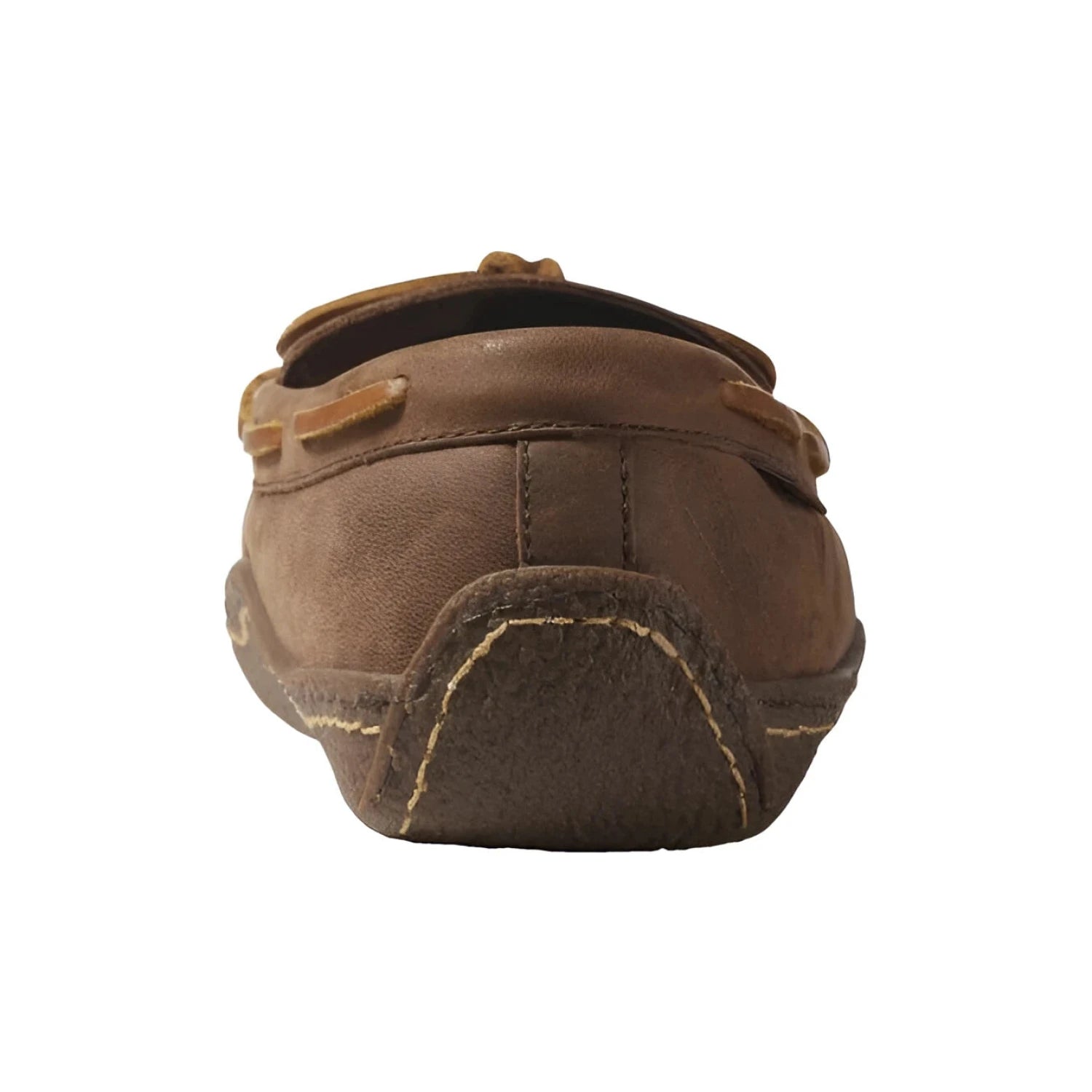 L.L. Bean Men's Handsewn Flannel-Lined Slippers in acorn, back view