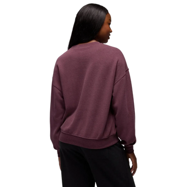 PrAna Women's Cozy Up Crew Sweatshirt in vino, on model back view