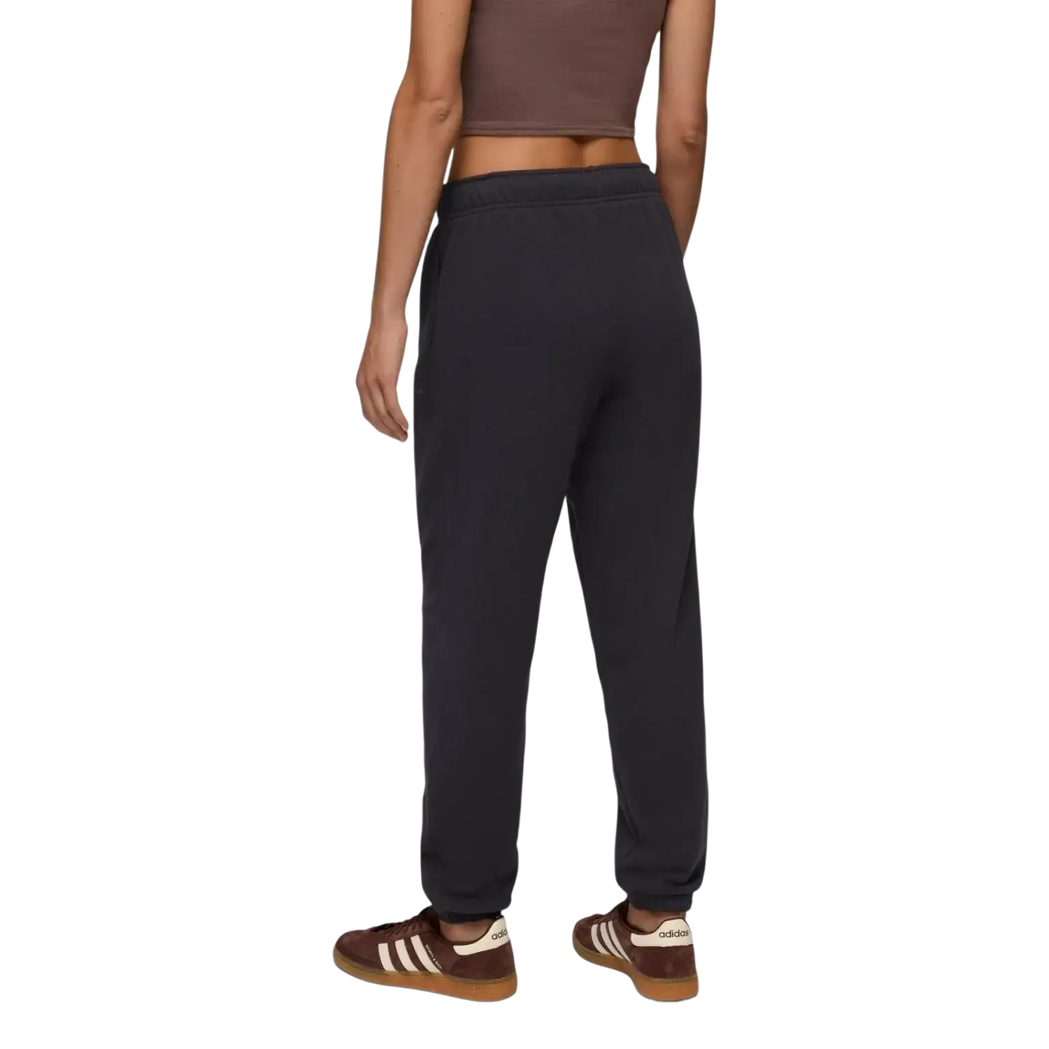 PrAna Women's prAna Fleece Sweatpant in black, on model back view