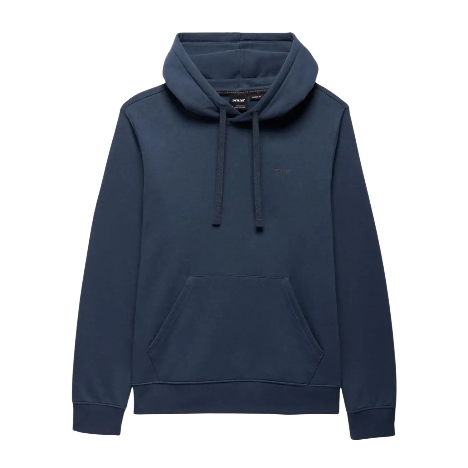PrAna Men's Fleece Hoodie in stormy night, flat front view