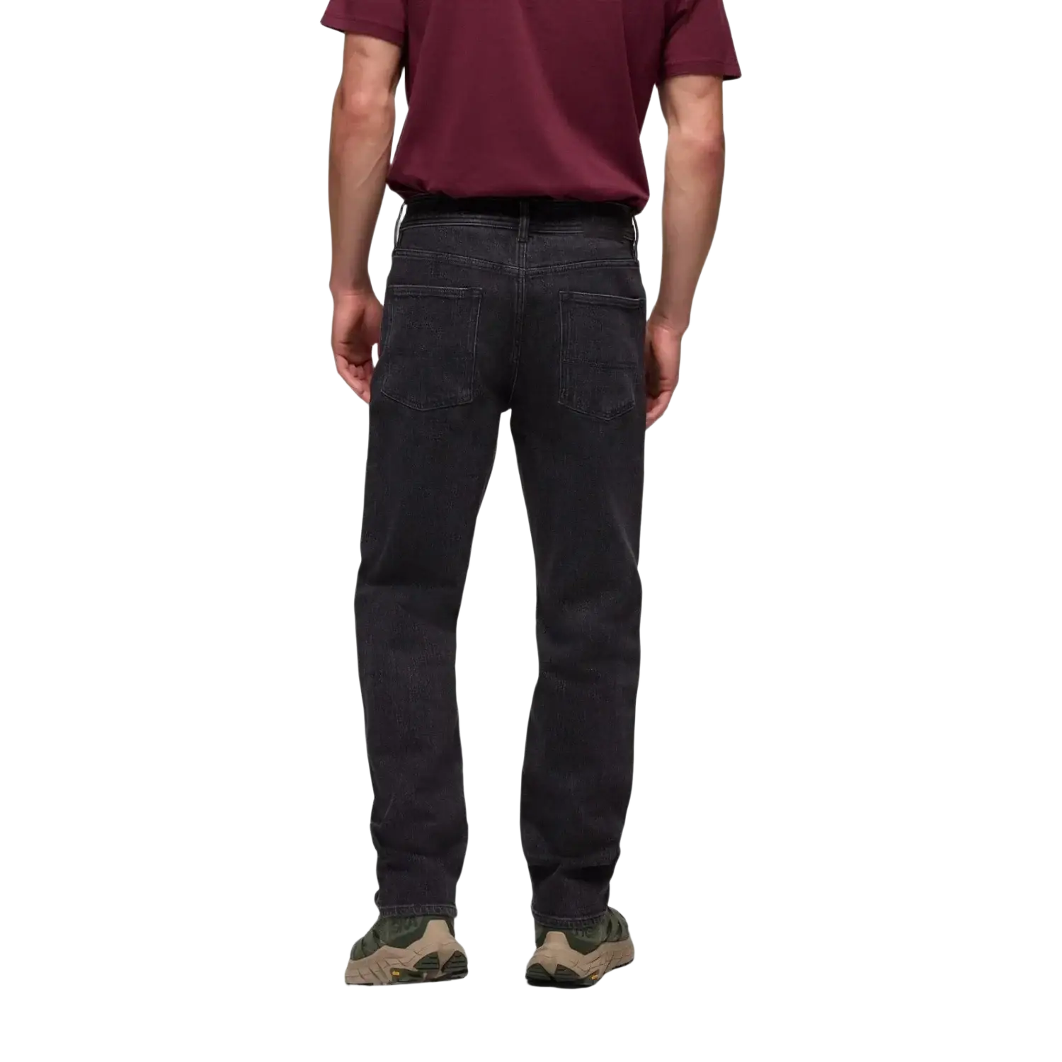 PrAna Men's Carlsbad 760 Standard Jean in black sand, on model back