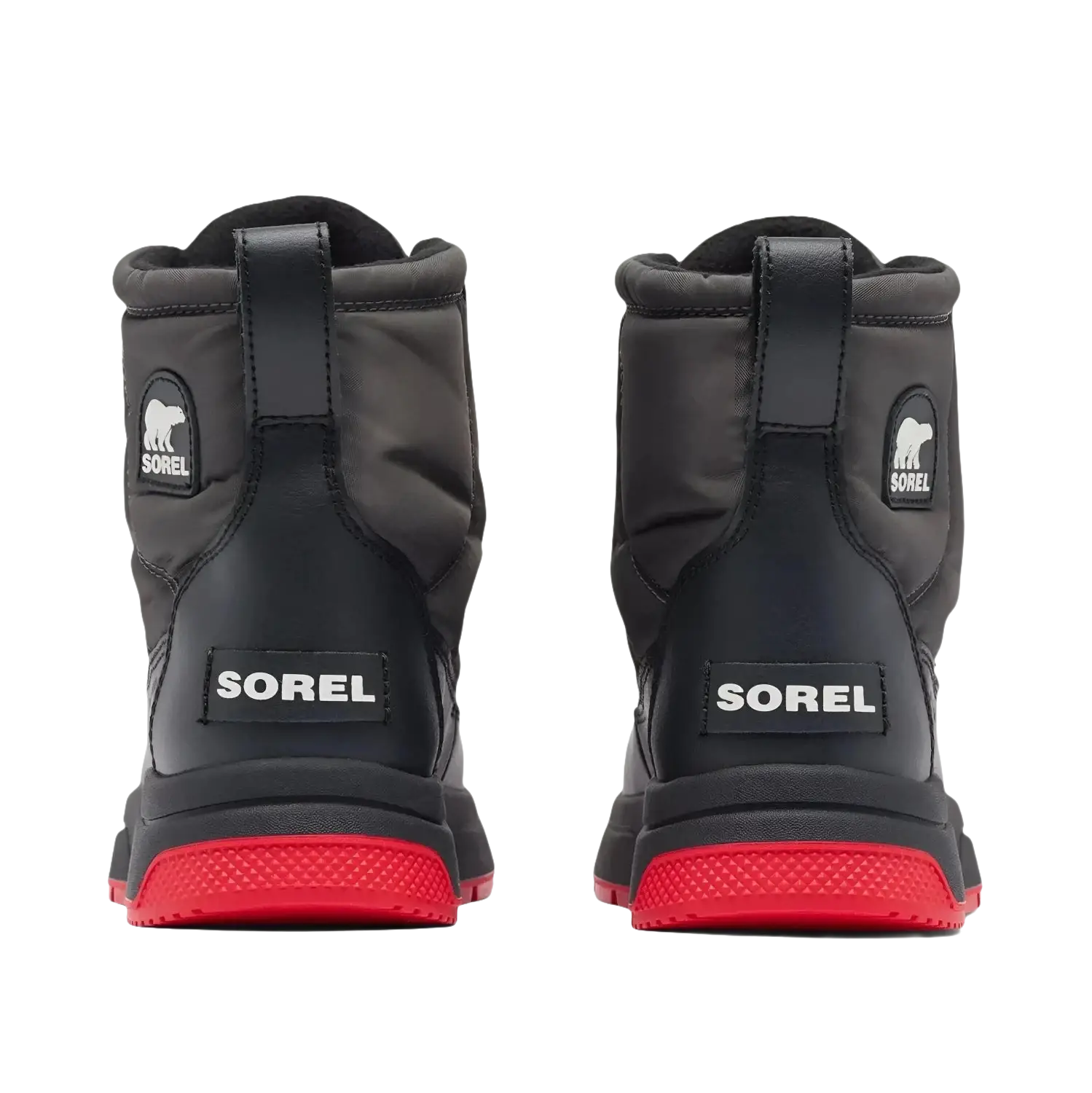 Sorel Kid's Whitney III Mid WP Winter Boot in jet black, back view