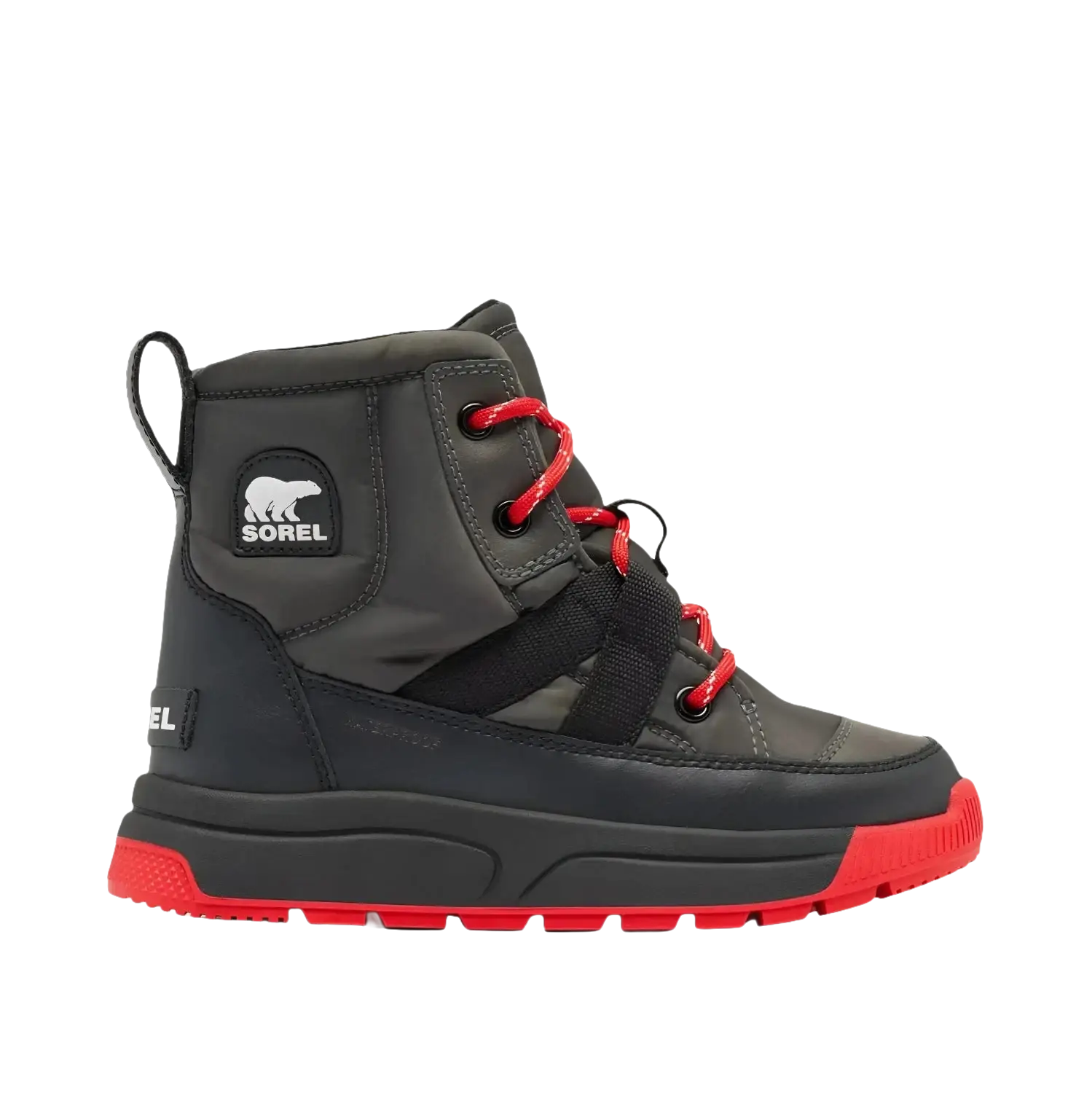 Sorel Kid's Whitney III Mid WP Winter Boot in jet black, side view