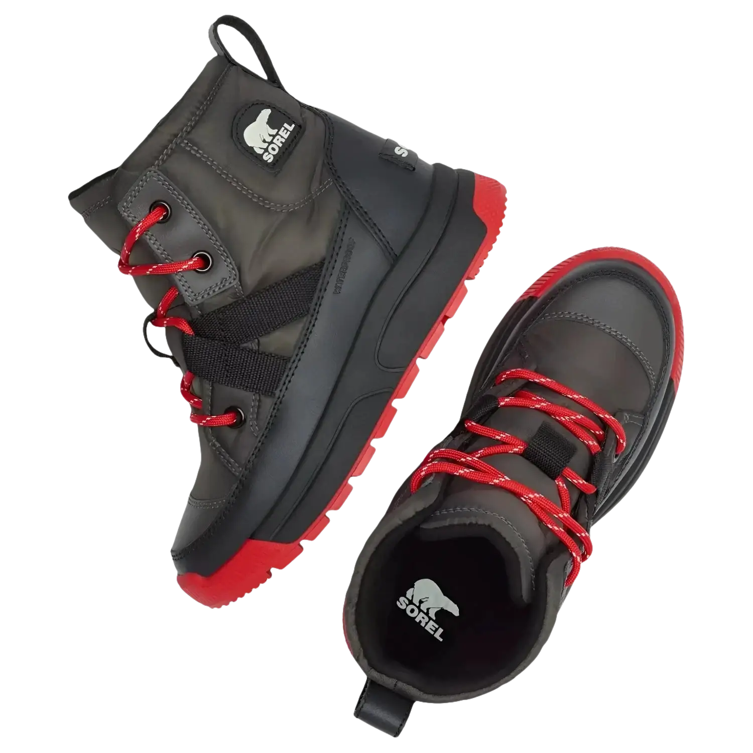 Sorel Kid's Whitney III Mid WP Winter Boot in jet black, top view