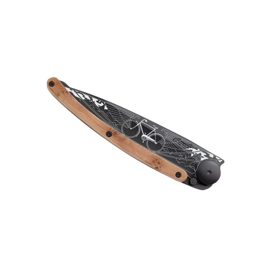 Deejo Bicycle Knife 37g in juniper wood, closed side view