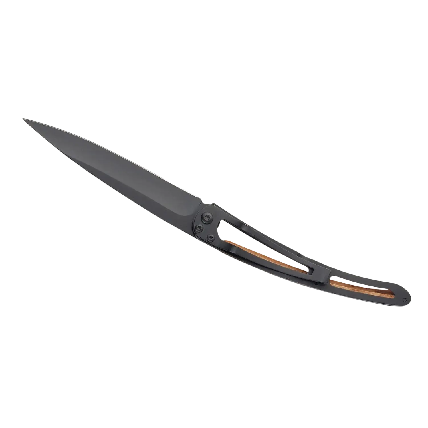 Deejo Bicycle Knife 37g in juniper wood, outside view