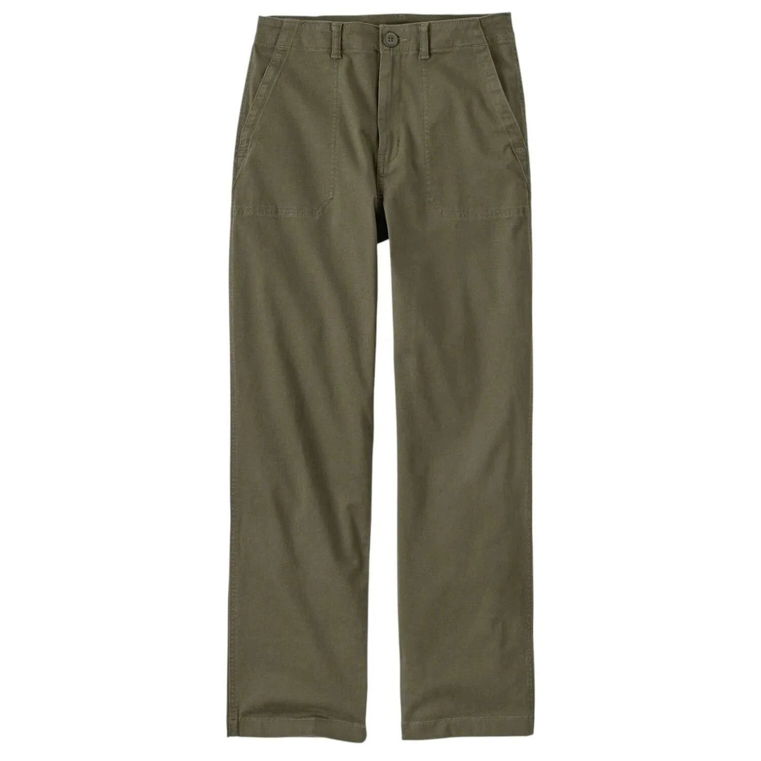 Patagonia Women's Utility Pants in basin green, flat front view 