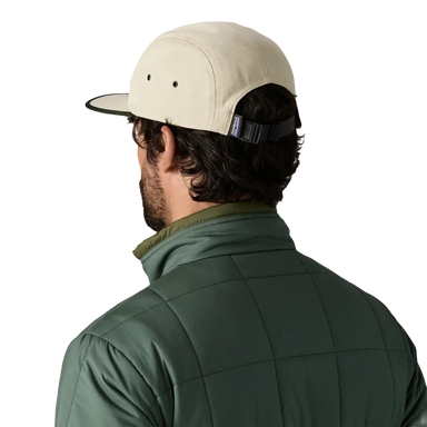 Patagonia Graphic Maclure Hat in oval logo & pumice, model back view