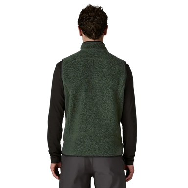 Patagonia Men's Retro Pile Fleece Vest in old growth green, on model back view