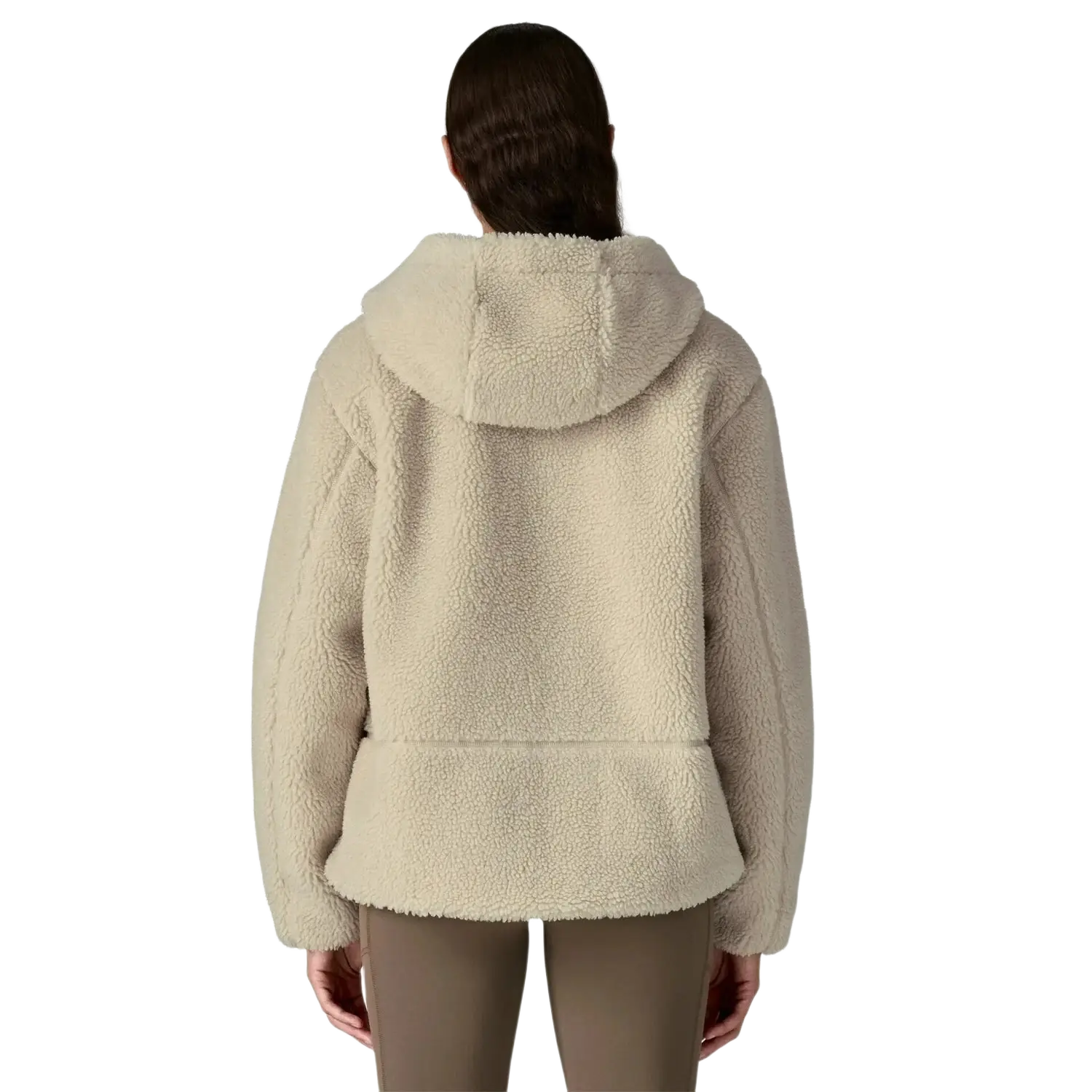 Patagonia Women's Lunar Dusk Fleece Hoody in natural, on model back view