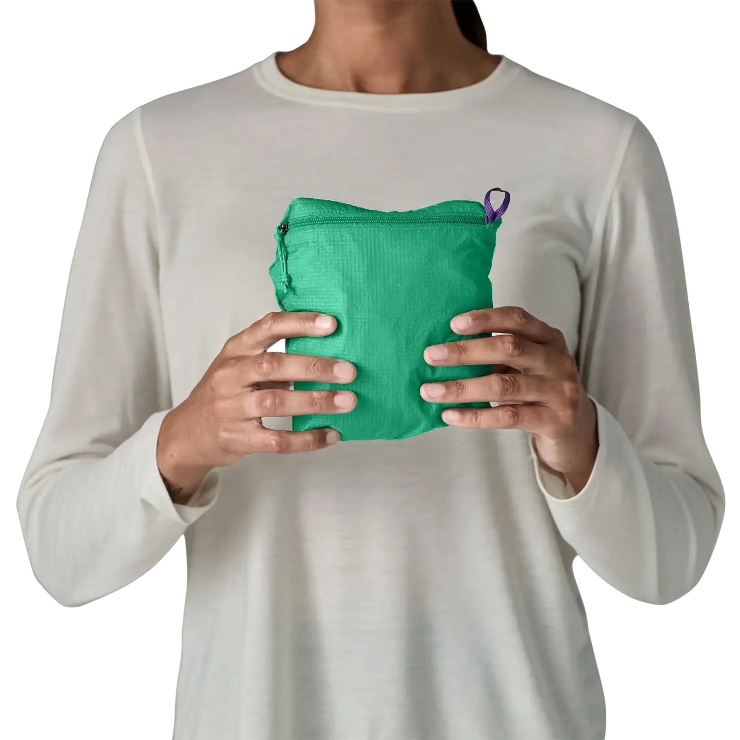 Patagonia Women's Houdini® Stash 1/2-Zip Pullover in aqua stone, packed view