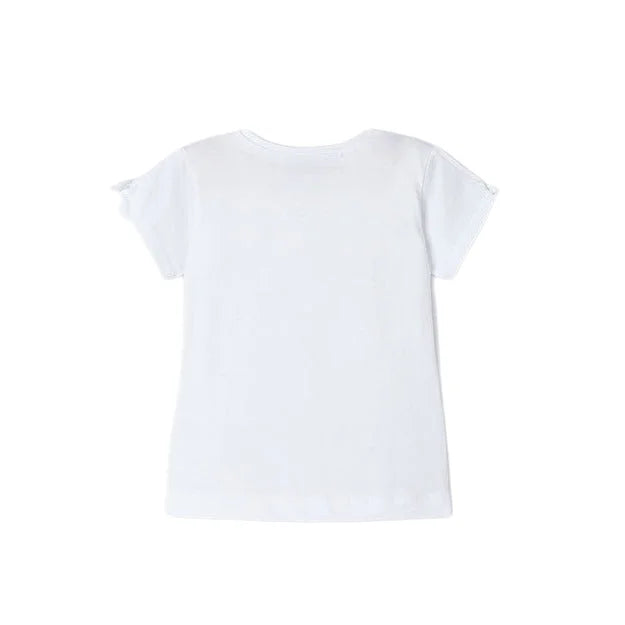 Mayoral K's Short Sleeve Shirt, White/Orchid, back view flat 