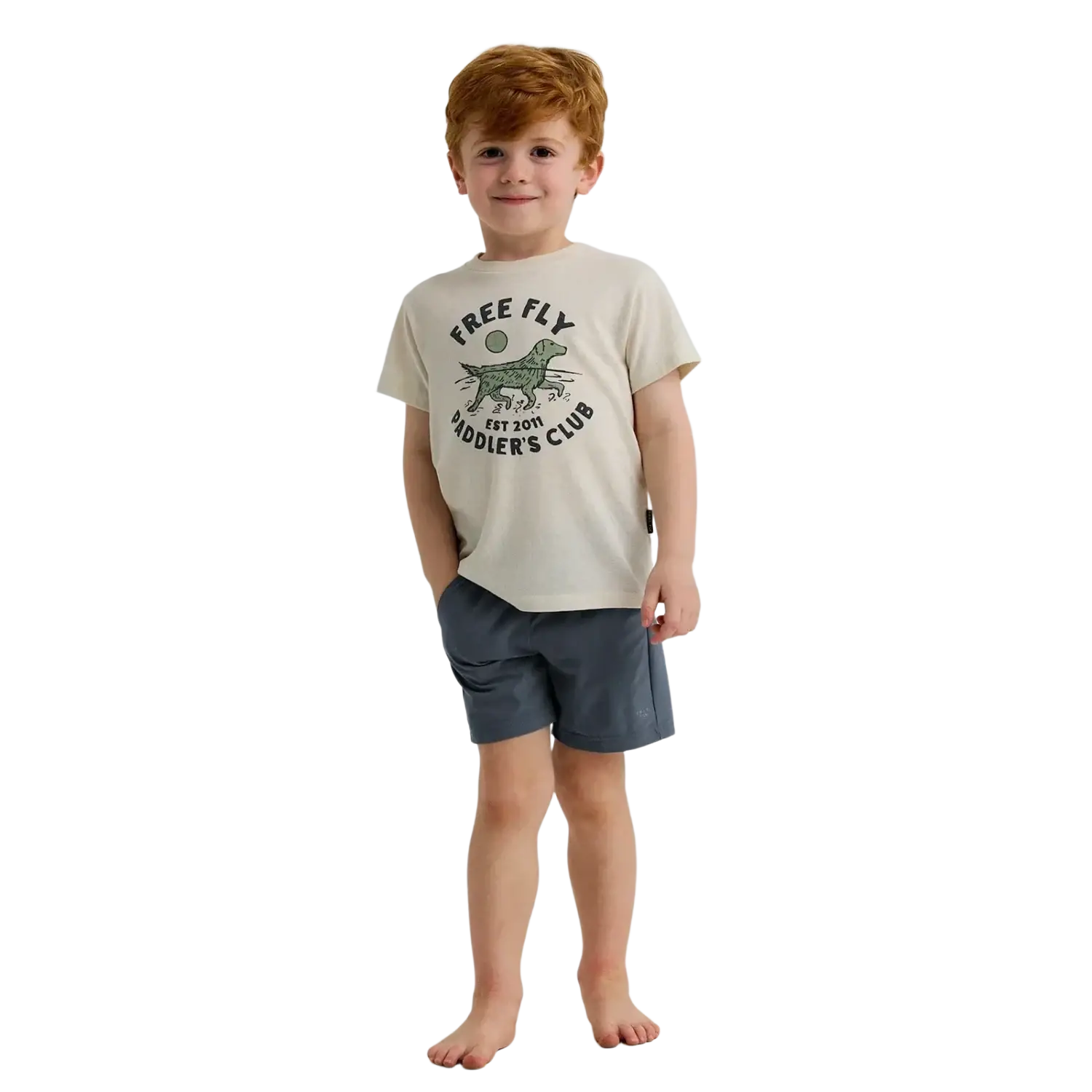 Free Fly Toddler Breeze Shortin storm cloud, on model front view