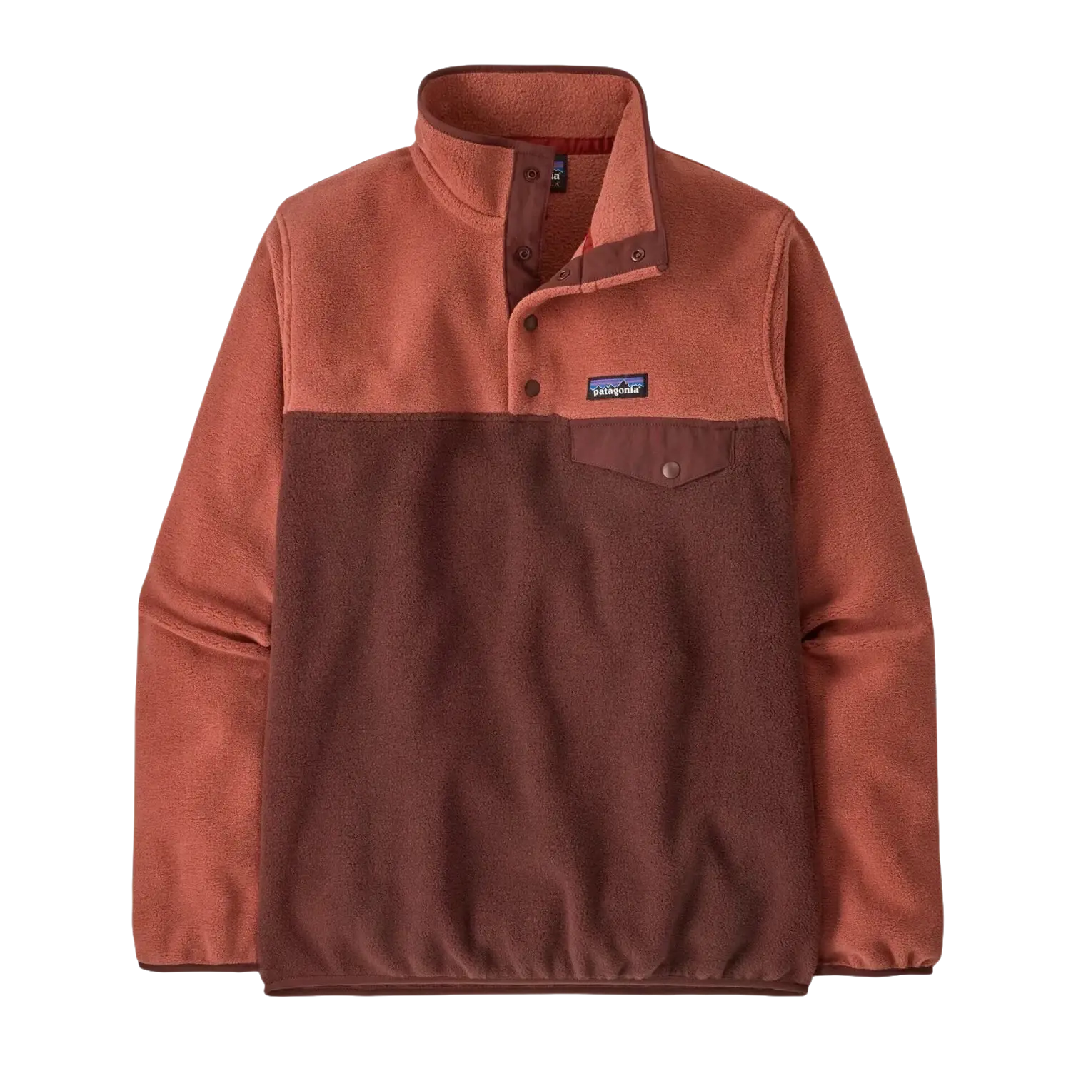 Patagonia Women's Lightweight Synchilla Snap-T Pullover in dark ruby, flat front view