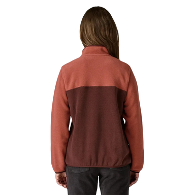 Patagonia Women's Lightweight Synchilla Snap-T Pullover in dark ruby, on model back view