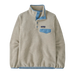 Patagonia Women's Lightweight Synchilla Snap-T Pullover in oatmeal heather and shore blue, front view