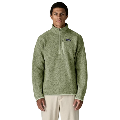 Patagonia Men's Better Sweater® 1/4-Zip Fleece in lichen green, on model front view