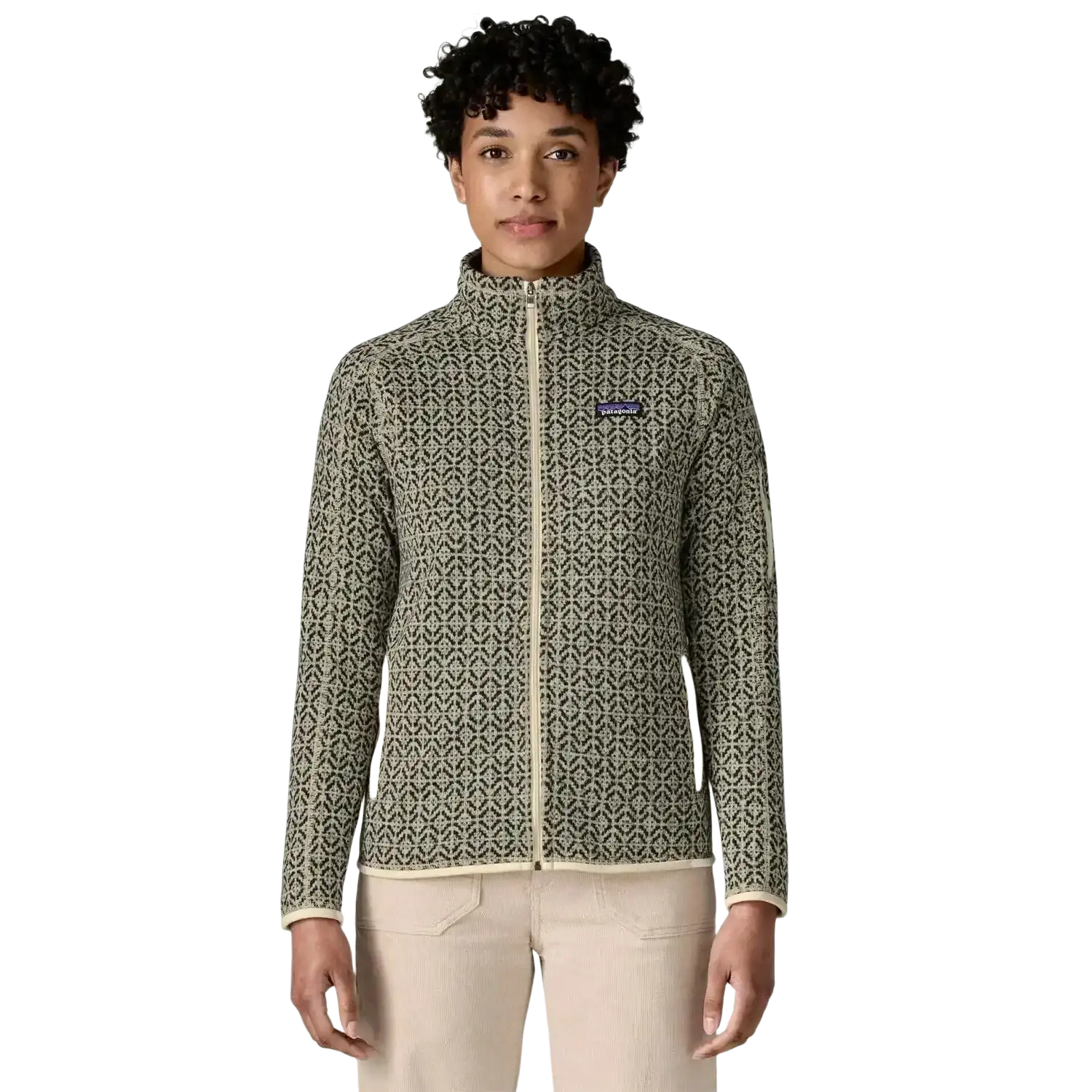 Women's Better Sweater® Fleece Jacket in scales & natural, on model front view