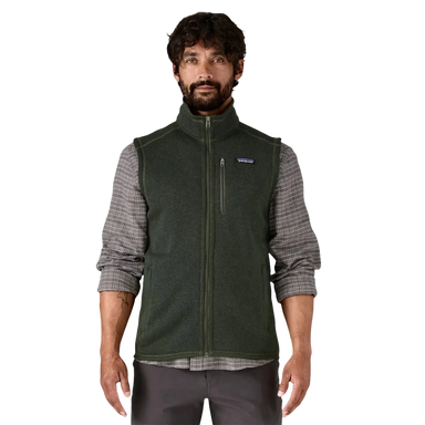 Patagonia Men's Better Sweater® Fleece Vest in old growth green, on model front view