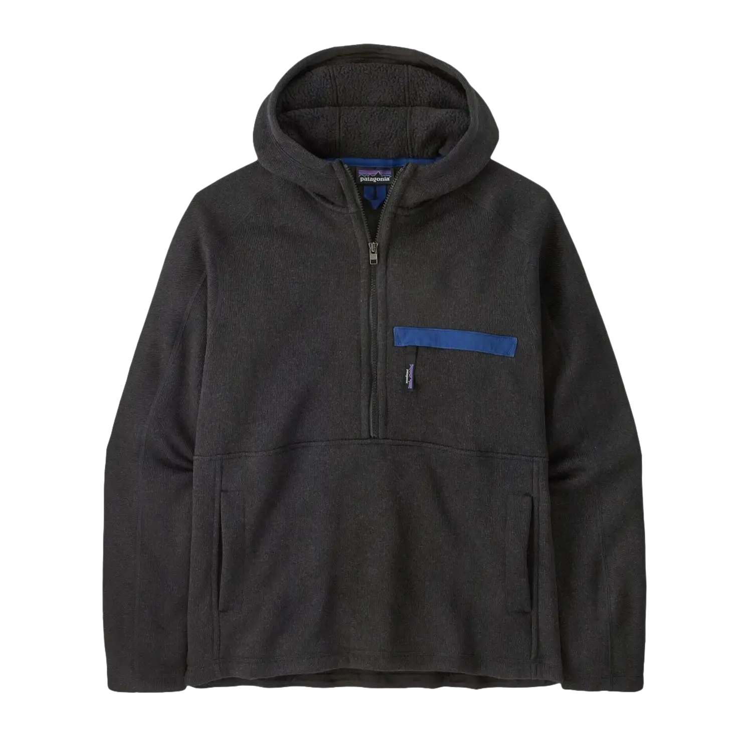 Patagonia Men's Better Sweater® 1/2-Zip Fleece Pullover in black, flat front view