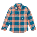 Tea Collection Big Boy's Flannel Button Up Shirt in blue plaid, flat front view