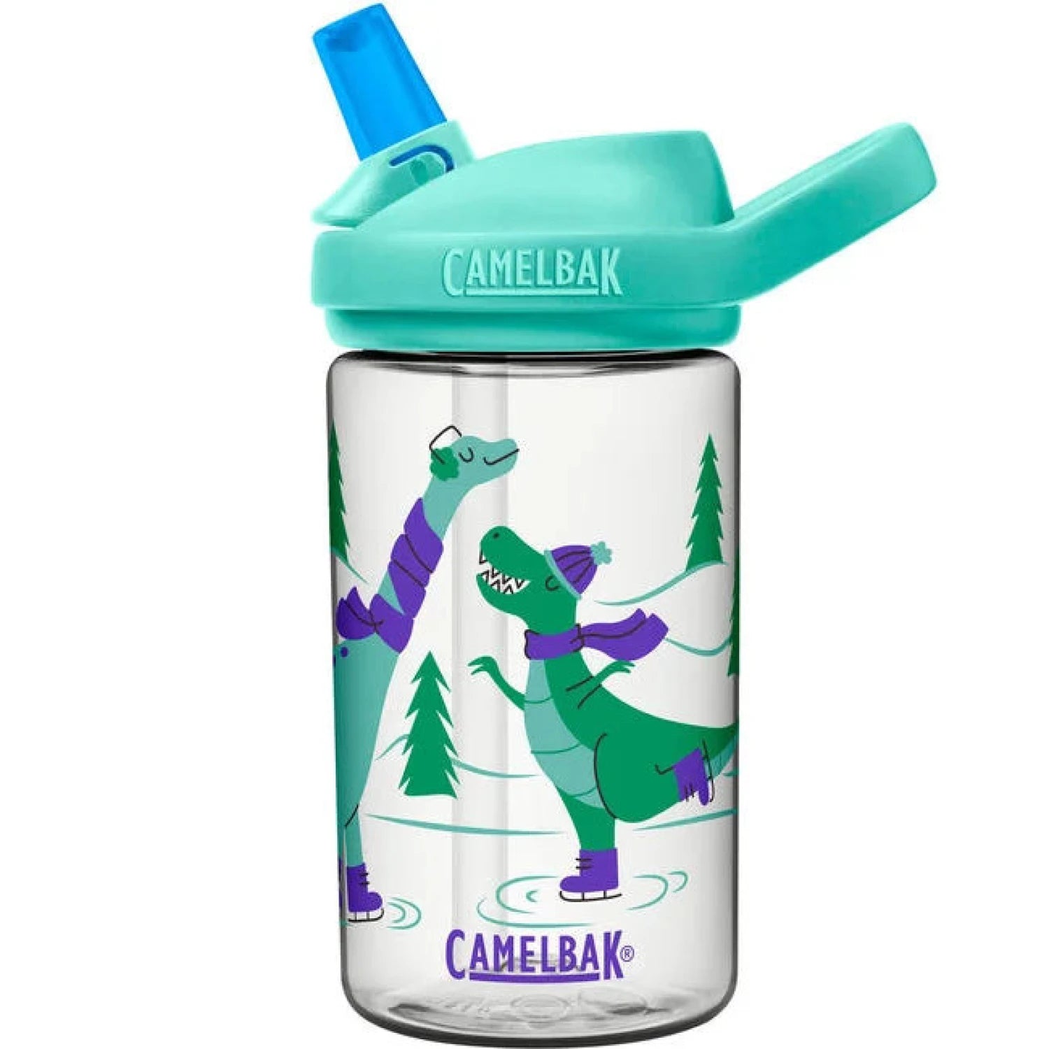 Camelbak Eddy®+ Kids 14oz Water Bottle Tritan™ Renew ice skating dinos side viewEddy®+ Kids 14oz Bottle with Tritan™ Renew Skating Dinos