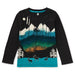 Tea Collection Boy's Glowing Northern Lights Graphic Tee in jet black, flat front
