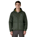 Patagonia Men's Diamond Quilted Bomber Hoody in old growth green, on model front view