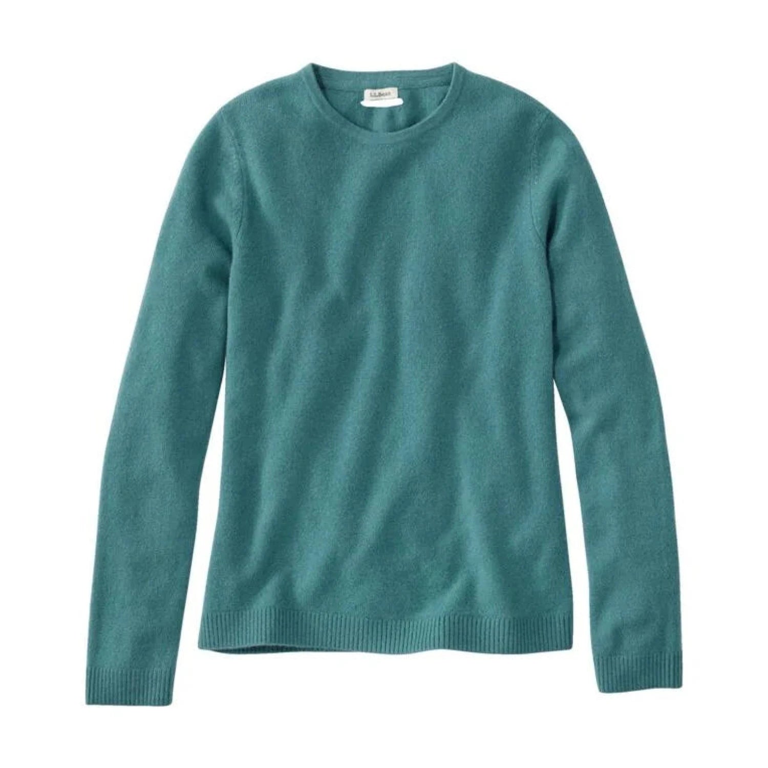 L.L. Bean Women's Classic Cashmere Crewneck in storm teal, flat front