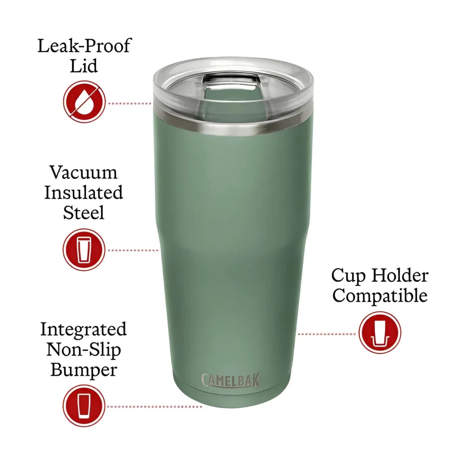 Camelbak Thrive™ Tumbler, Insulated Stainless Steel 20 oz in moss, features graphic